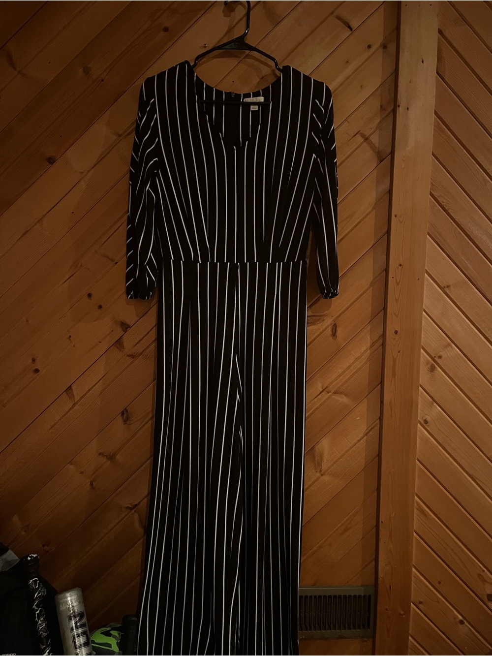 Striped Black Wide-Leg Jumpsuit - Black/White